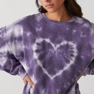 Urban Outfitters Renewal Heart Tie-Dye Crew Neck Sweatshirt